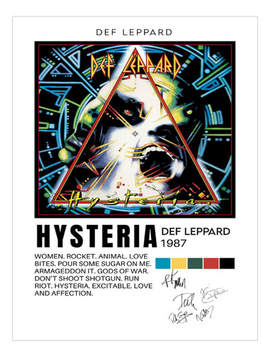 Poster Papel Fotografico Def Leppard Hysteria 120x80