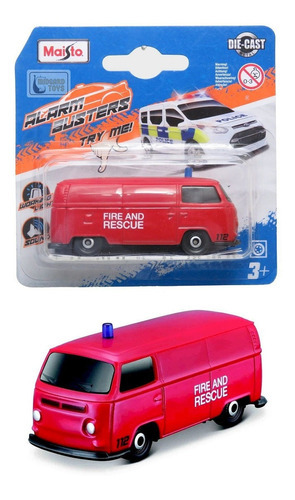 Volkswagen Type 2 Bus Kombi Bombeiros Som E Luz 1/64 Maisto