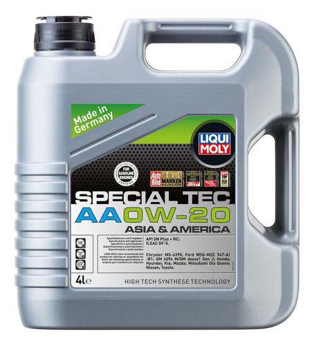 Aceite Liqui Moly Sintético 0w20 Chevrolet Onix/prisma C/6ta