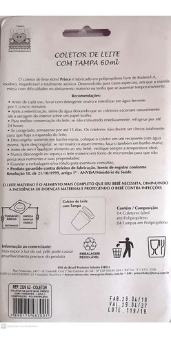 Imagem 2 de 2 de Coletor De Leite Materno Com Tampa 60ml Com 4 Peças Azul