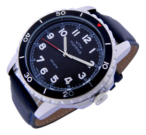 Reloj Montreal Hombre Ml1804 Caja Metal Malla Cuero Sint.