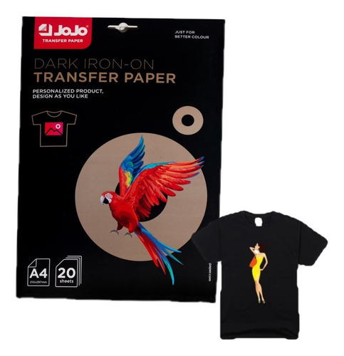 20 Folhas Papel Transfer Dark Bright P/tecido Escuro A4 Jojo Cor Branco