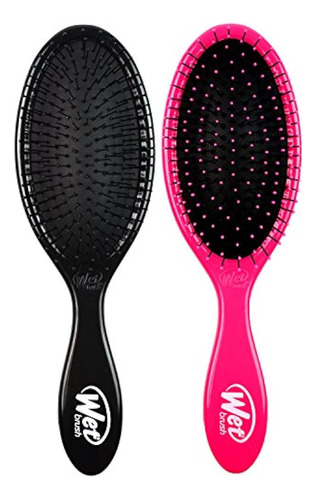 Cepillo para cabello plano Wet Brush ov-hmdq-ddtq pink and black 8cm de diámetro plano Wet Brush ov-hmdq-ddtq pink and black 8cm de diámetro