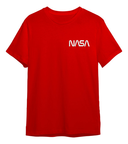 Playera Algodón Bordado Nasa Letras Bolsillo Texto Espacio