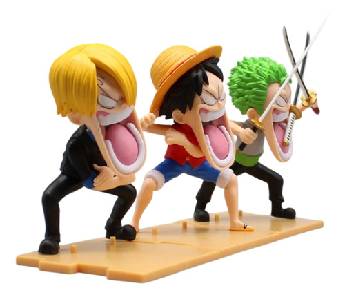 Set 3 Figuras One Piece Enojados Luffy Zoro Sanji