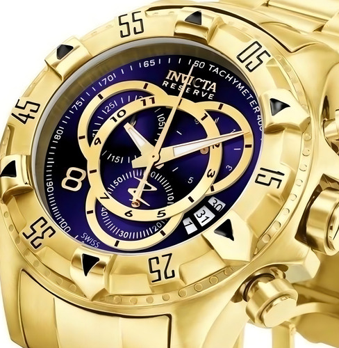 Relógio Invicta Reserve Excursion 6469 Dourado Azul 18k +
