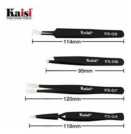 Kaisi Juego 14 Pinza Esd Acero Inoxidable Antiestatico