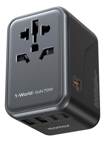 Adaptador De Viaje Universal Momax, 70 W Gan International P