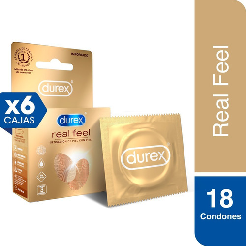  Durex® Real Feel 6 Pack Condones: 18 Preservativos