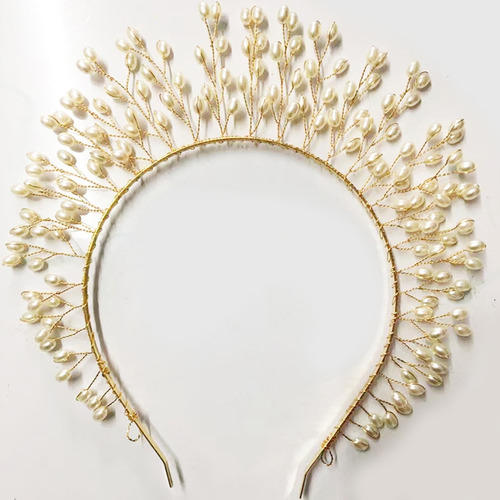 Diadema Con Forma De Corona De Hojas Y Perlas Para Profesion