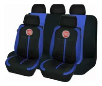 Comprar Juego Cubreasientos Universales Tela Negro  Azul Logo  Fiat