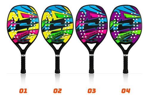 Kit 5 Raquete Beach Tennis Fibra Com Capa E Bola