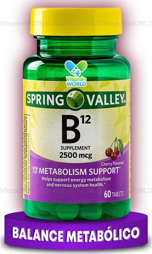 Vitamina B12 Cianocobalamina 2500mcg  60 Tabletas Cereza