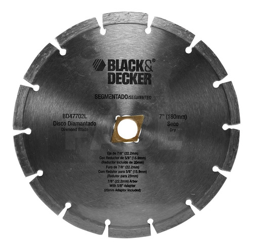 Disco Diamantado Segmentado Black+decker 7´´ Piedras Teja