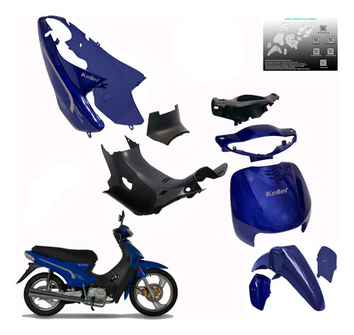 Kit Plasticos Keller Crono 110 Azul Bicapa Calcos De Regalo