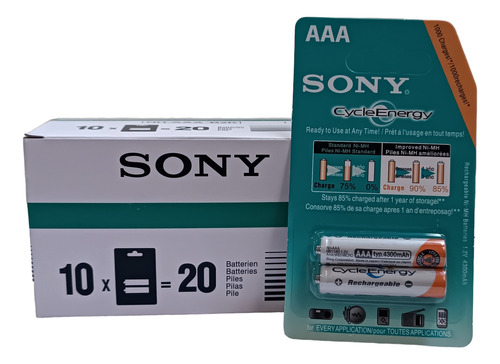 Caja Batería Aaa Sony Recargable 4.600 Mah 1.2 Tienda Fisica