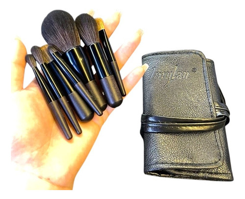 Set Mini 7 Brochas Pinceles + Brochero Negro