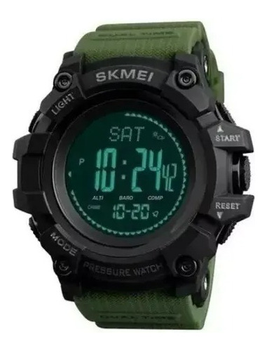 Reloj Skmei 1358 Verde Militar Sumergible Brújula Altimetro