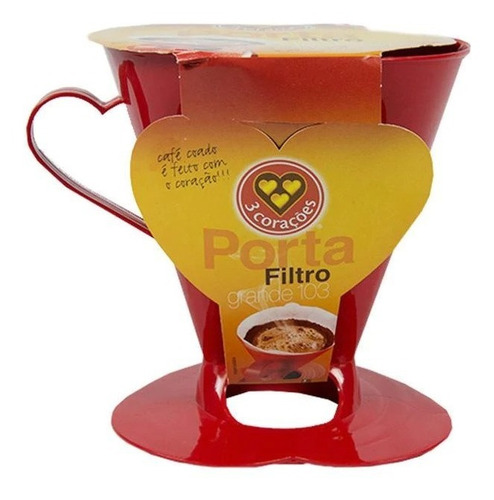 Porta Filtro De Café 3 Corações N 103 Vermelho