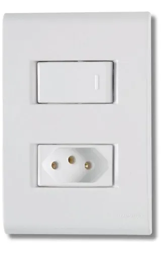 comprar Interruptor Tramontina 1 Tecla Simples Liz Tomada 10A 250V com Placa Branco 57170264