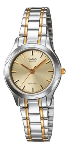 Reloj Casio Dama Ltp-1275sg-9adf / Plateado Dorado Analógico