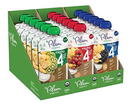 Plum Organics Mighty 4, Comida Orgánica Para Niños Pequeñ