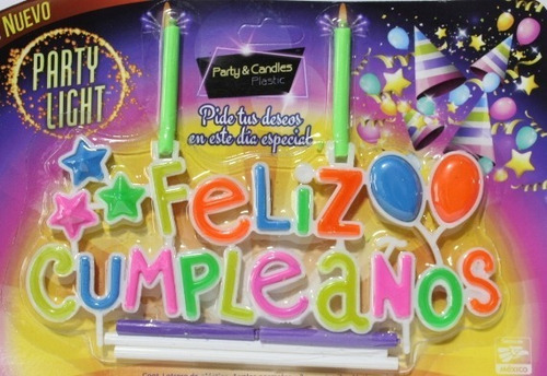 Letrero Feliz Cumpleaños Velas Para Pastel Fiesta Con Base