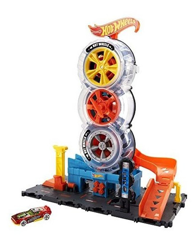 Hot Wheels City Super Twist Tire Shop Playset, Spin Jclqk