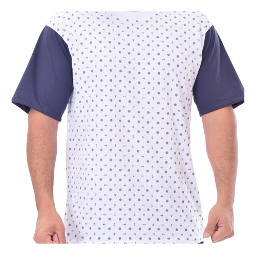 Pijama Masculino Com Calça E Camiseta Com Desenho Nauticos