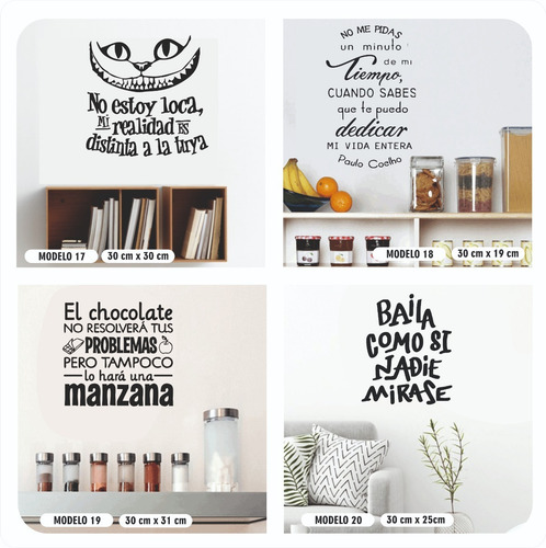 Imagen 2 de 10 de Vinilo Decorativo Frases Pared Vidrio Heladera Espejo Puerta