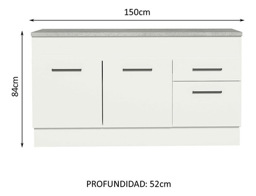 Gabinete Bajo Bufetera Madesa Agata 150cm Con Encimera Bb Color Blanco