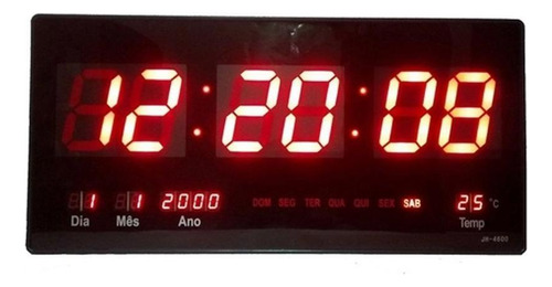 Relógio De Parede Led Digital Data Tempe 46 Cm Calendário