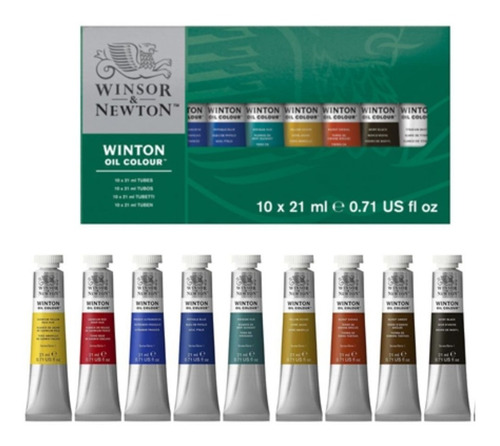 Set Pintura Oleo Colores 10 Tubos 21ml Winsor & Newton Arte 