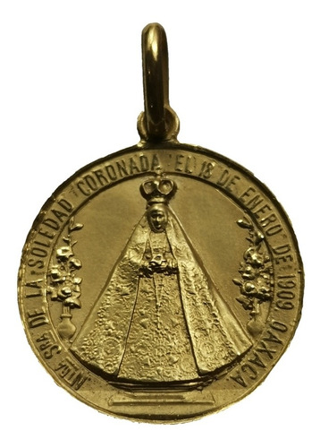 Medalla Oro 18k Virgen Soledad Oaxaca Gala #312 