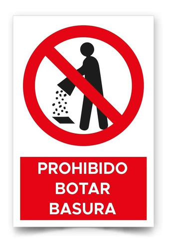 Señalética Prohibido Botar Basura 30x20cm Metálico