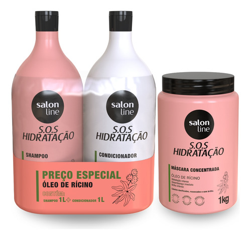 Kit Shampoo E Condicionador 1l + Máscara 1kg Sos Hidratação