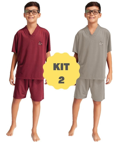 Kit 2 Pijamas Masculino Infantil Juvenil Verão Calor