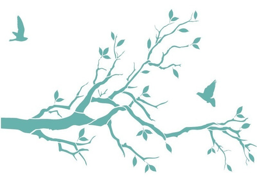 Imagen 2 de 3 de Stencil Rama Pajaritos Plantilla Reusable Para Manualidades