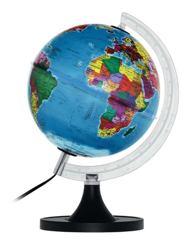 Globo Terrestre Político Lâmpada Led Bivolt 21cm Mapa Mundi