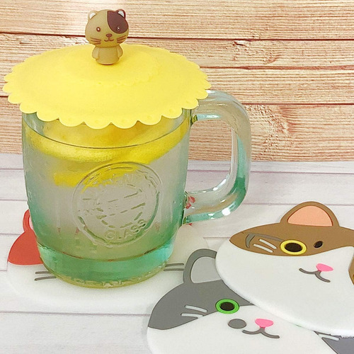 Wrapables Posavasos De Silicona Con Diseño De Gato Para Vaso