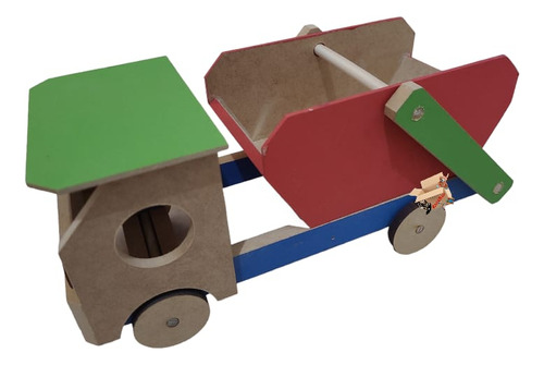 Brinquedo Pedagógico Educativo Em Madeira Caminhão Caçamba Cor Colorido
