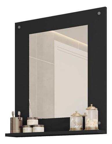 Painel Espelho Multifuncional Banheiro Preto Clean Caemmun