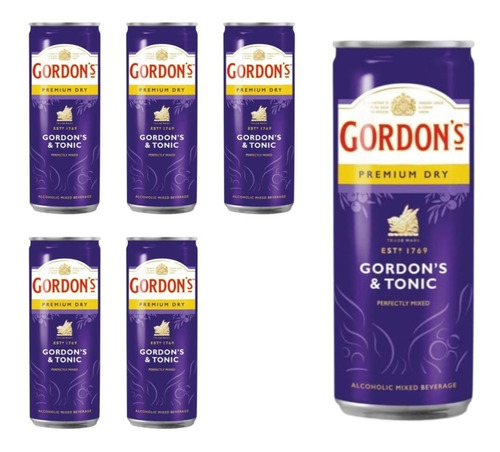 Lata Gordons Gin Tonic Premium Dry 473cc X6 (full). Quirino 