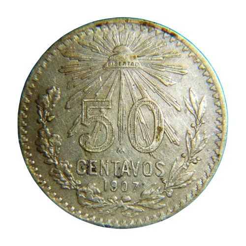 Moneda 50 Centavos 1907 Plata Resplandor Variedad Muy Bonito