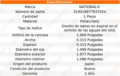 1- Retén Flecha Aux De Motor 325i L6 2.5l 87/95 National