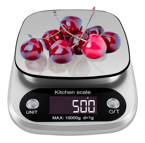 Imagen 1 de 1 de Balanza De Cocina Digital Pesa 1 Gr Hasta 10 Kilos Precisión Capacidad máxima 10 kg Color Plateado