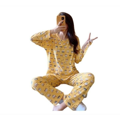 Pijama Mujer 2 Piezas Manga Larga Para Verano Y Primavera 12