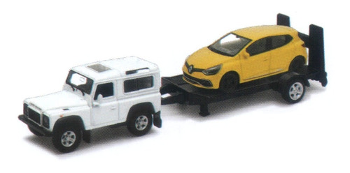 Welly Land Rover Defender + Trailer + Renault Clío 42392f