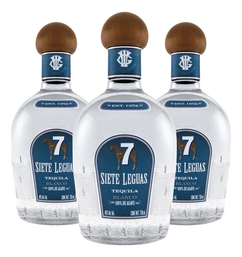 Tripack Tequila Siete Leguas Blanco Artesanal 700 Ml