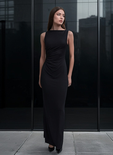 Vestido Largo Negro Espalda Descubierta